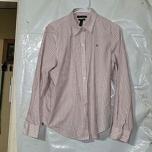 LAUREN RALPH LAUREN Classic Fit Long Sleeve Button Down Striped‎ Non-Iron XL